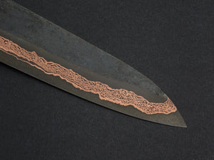 HATSUKOKORO YOROKOBI SLD RAINBOW DAMASCUS KUROUCHI GYUTO 210MM BIRCH STABILIZED HANDLE