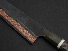 Load image into Gallery viewer, HATSUKOKORO YOROKOBI SLD RAINBOW DAMASCUS KUROUCHI GYUTO 210MM BIRCH STABILIZED HANDLE
