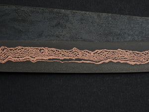 HATSUKOKORO YOROKOBI SLD RAINBOW DAMASCUS KUROUCHI GYUTO 210MM BIRCH STABILIZED HANDLE