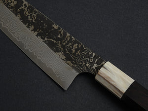 HATSUKOKORO SLD KUROUCHI BLAST GYUTO 210MM WHITE BUFFALO EBONY HANDLE