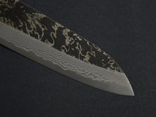 Load image into Gallery viewer, HATSUKOKORO SLD KUROUCHI BLAST SANTOKU 180MM WHITE BUFFALO EBONY HANDLE
