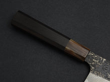 Load image into Gallery viewer, HATSUKOKORO SLD KUROUCHI BLAST SANTOKU 180MM WHITE BUFFALO EBONY HANDLE
