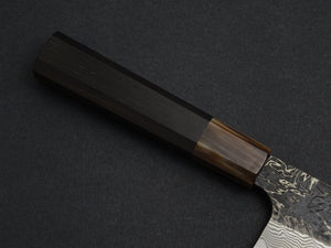 HATSUKOKORO SLD KUROUCHI BLAST SANTOKU 180MM WHITE BUFFALO EBONY HANDLE