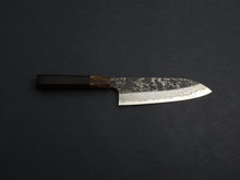 Load image into Gallery viewer, HATSUKOKORO SLD KUROUCHI BLAST SANTOKU 180MM WHITE BUFFALO EBONY HANDLE
