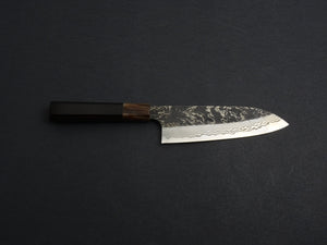 HATSUKOKORO SLD KUROUCHI BLAST SANTOKU 180MM WHITE BUFFALO EBONY HANDLE