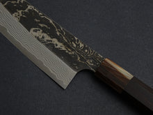 Load image into Gallery viewer, HATSUKOKORO SLD KUROUCHI BLAST SANTOKU 180MM WHITE BUFFALO EBONY HANDLE
