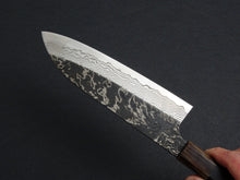 Load image into Gallery viewer, HATSUKOKORO SLD KUROUCHI BLAST SANTOKU 180MM WHITE BUFFALO EBONY HANDLE
