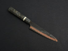 Load image into Gallery viewer, HATSUKOKORO YOROKOBI SLD RAINBOW DAMASCUS KUROUCHI PETTY 150MM BIRCH STABILIZED HANDLE
