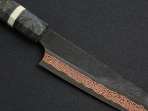 HATSUKOKORO YOROKOBI SLD RAINBOW DAMASCUS KUROUCHI PETTY 150MM BIRCH STABILIZED HANDLE