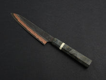 Load image into Gallery viewer, HATSUKOKORO YOROKOBI SLD RAINBOW DAMASCUS KUROUCHI PETTY 150MM BIRCH STABILIZED HANDLE
