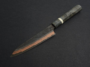 HATSUKOKORO YOROKOBI SLD RAINBOW DAMASCUS KUROUCHI PETTY 150MM BIRCH STABILIZED HANDLE