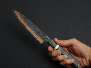 HATSUKOKORO YOROKOBI SLD RAINBOW DAMASCUS KUROUCHI PETTY 150MM BIRCH STABILIZED HANDLE