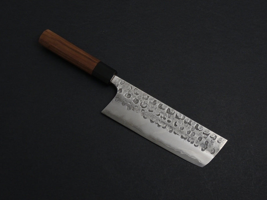 MATSUBARA AOGAMI-2 STAINLESS CLAD NASHIJI HAMMERED NAKIRI 165MM WALNUT HANDLE