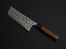 Load image into Gallery viewer, MATSUBARA AOGAMI-2 STAINLESS CLAD NASHIJI HAMMERED NAKIRI 165MM WALNUT HANDLE
