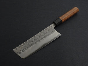 MATSUBARA AOGAMI-2 STAINLESS CLAD NASHIJI HAMMERED NAKIRI 165MM WALNUT HANDLE