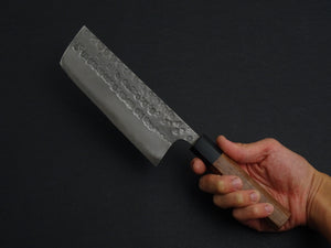 MATSUBARA AOGAMI-2 STAINLESS CLAD NASHIJI HAMMERED NAKIRI 165MM WALNUT HANDLE