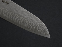 Load image into Gallery viewer, KICHIJI 440C HAMMERED DAMASCUS SANTOKU OAK/BAIKOKU HANDLE*
