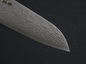 KICHIJI 440C HAMMERED DAMASCUS SANTOKU OAK/BAIKOKU HANDLE*