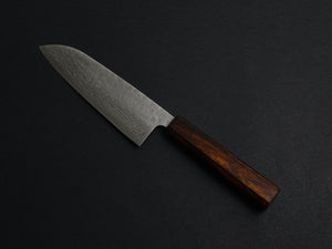 KICHIJI 440C HAMMERED DAMASCUS SANTOKU OAK/BAIKOKU HANDLE*