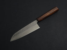 Load image into Gallery viewer, KICHIJI 440C HAMMERED DAMASCUS SANTOKU OAK/BAIKOKU HANDLE*
