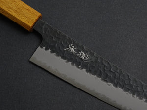 OUL AOGAMI SUPER KUROUCHI HAMMERED STAINLESS CLAD GYUTO 210MM OCTAGONAL OAK HANDLE