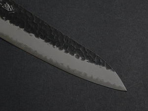 OUL AOGAMI SUPER KUROUCHI HAMMERED STAINLESS CLAD GYUTO 210MM OCTAGONAL OAK HANDLE