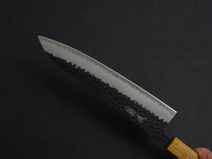 OUL AOGAMI SUPER KUROUCHI HAMMERED STAINLESS CLAD GYUTO 210MM OCTAGONAL OAK HANDLE