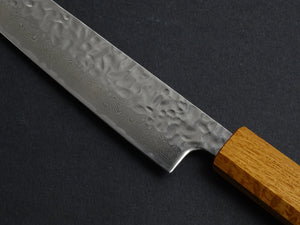 TSUNEHISA AUS-10 HAMMERED DAMASCUS SUJIHIKI 240MM OAK OCTAGONAL HANDLE