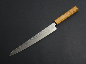 TSUNEHISA AUS-10 HAMMERED DAMASCUS SUJIHIKI 240MM OAK OCTAGONAL HANDLE*