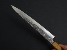 Load image into Gallery viewer, TSUNEHISA AUS-10 HAMMERED DAMASCUS SUJIHIKI 240MM OAK OCTAGONAL HANDLE*
