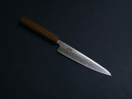 KICHIJI VG-10 DAMASCUS PETTY KNIFE 150MM OCTAGONAL BLACK OAKWOOD HANDLE