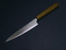 Load image into Gallery viewer, KICHIJI VG-10 DAMASCUS PETTY KNIFE 150MM OCTAGONAL BLACK OAKWOOD HANDLE
