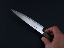 Load image into Gallery viewer, KICHIJI VG-10 DAMASCUS PETTY KNIFE 150MM OCTAGONAL BLACK OAKWOOD HANDLE
