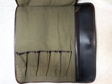 Load image into Gallery viewer, KATABA CANVAS KNIFE ROLL WITH LEATHER BELT (5 POCKETS + 1 ZIPPER POCKET)
