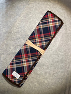 WEST JAPAN TOOLS COTTON KNIFE ROLL (3 HANDLE POCKETS) (PLAID PATTERN)