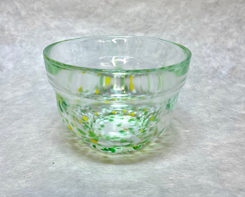 SMALL GLASS BOWL WAKAKUSA (GREEN WHITE)