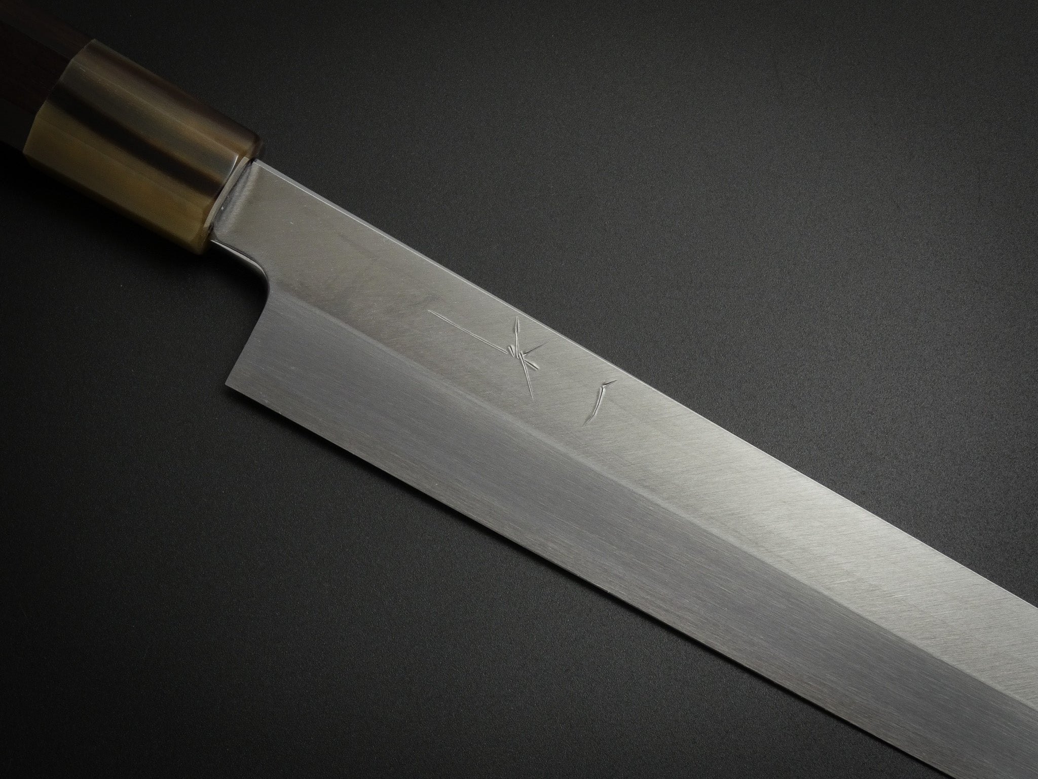 Black-forged yanagiba by Ikenami Hamono, 17cm, Double-bevel