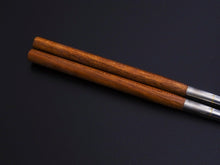 Load image into Gallery viewer, STAINLESS MORIBASHI / PLATING CHOPSTICKS 150MM  SATINE  WOOD /  BLOOD WOOD
