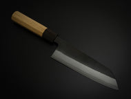 SOZABURO SHIROGAMI-2 STAINLESS CLAD KUROUCHI NASHIJI SANTOKU 165MM OCTAGONAL CHESTNUT HANDLE