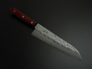 KICHIJI GINSAN NASHIJI SANTOKU KNIFE 180MM RED WINE HANDLE*