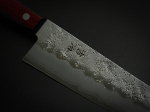 KICHIJI GINSAN NASHIJI SANTOKU KNIFE 180MM RED WINE HANDLE*