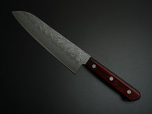 Load image into Gallery viewer, KICHIJI GINSAN NASHIJI SANTOKU KNIFE 180MM RED WINE HANDLE*
