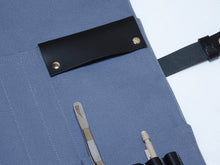 Load image into Gallery viewer, COMO+KATABA HANDMADE CANVAS LARGE KNIFE ROLL SINGLE LEATHER STRAP*

