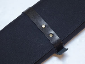 COMO+KATABA HANDMADE HIGH QUALITY CANVAS KNIFE ROLL WITH SINGLE LEATHER FITTINGS / TYPE 2 with zipper