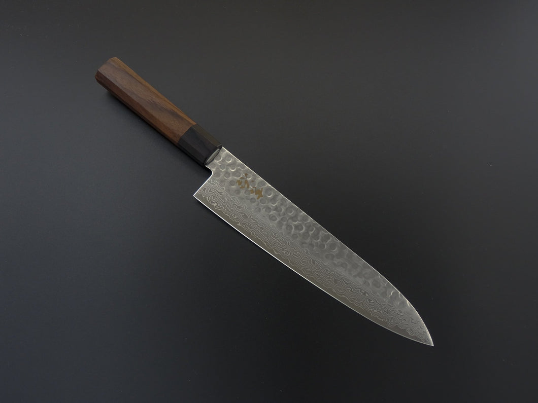 KICHIJI 45 LAYER HAMMERED DAMASCUS GYUTO 180MM ROSEWOOD HANDLE