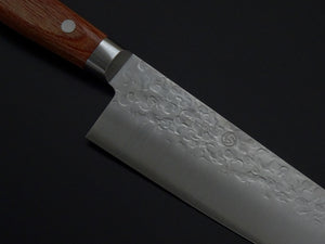 TAKAMURA CHROMAX HAMMERED SANTOKU KNIFE BROWN PAKKA WOOD HANDLE 170MM