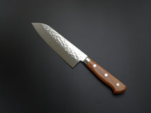 Load image into Gallery viewer, TAKAMURA CHROMAX HAMMERED SANTOKU KNIFE BROWN PAKKA WOOD HANDLE 170MM
