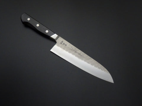 KICHIJI HAMMERED AOGAMI-2 STAINLESS CLAD SANTOKU 180MM