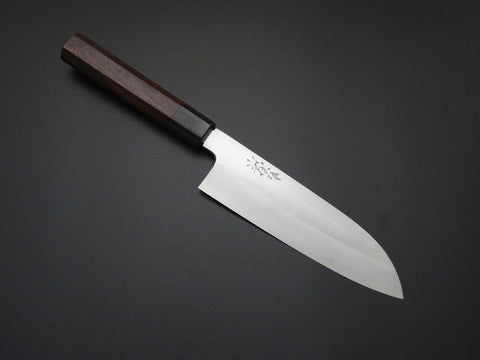 KICHIJI SHIROGAMI-2 SANTOKU 180MM ROSE WOOD HANDLE FORGED BY TANAKA YOSHIKAZU