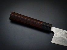 Load image into Gallery viewer, HITOHIRA AOGAMI-2 DAMASCUS SANTOKU KNIFE ROSEWOOD HANDLE 165mm
